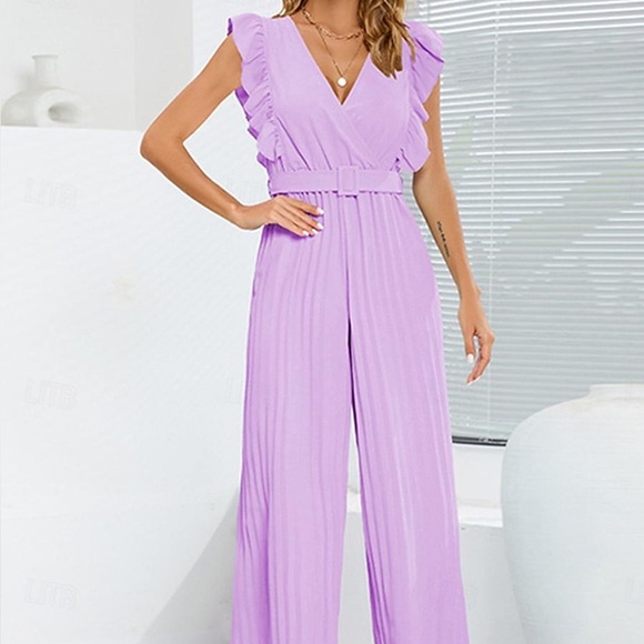 Pants - Lavender Ruffle jumpsuit missing belt